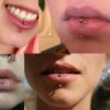 Titanium Vertical Labret Stud Lip Piercings with Gem Ball Crystal - 18g 16g 14g Curved Bar - Also Piercing Stud for Anti- Eyebrow, Rook Stud