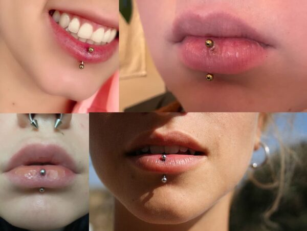 Titanium Vertical Labret Stud Lip Piercings with Prong Set Crystals Internally threaded 16g Curved Bar for Anti- Eyebrow, Rook