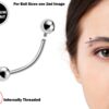 Titanium Eyebrow Piercings - External / Internal Threading 18g 16g 14g Curved Bar Also Piercing Stud for Anti- Eyebrow, Rook Stud, Cartilage