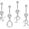 Titanium Navel Jewelry, Belly Button Jewelry - 14g Belly Bar with Dangle Sterling Silver Initial Letter Charm A-Z- Alphabet Belly Ring