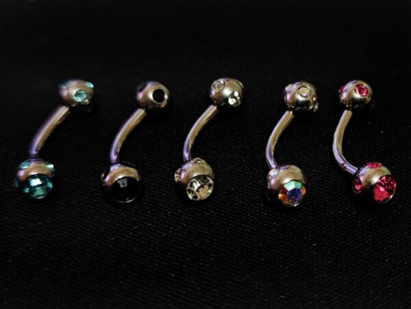 Eyebrow Jewelry Piercing Studs - Titanium 18g 16g 14g Curved Bar with Multi Crystal Ball - Bent Bar, Eyebrow Piercing, Ear Piercing, Lip