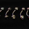 Titanium Jestrum Jewelry, Vertical Medusa Lip Jewelry with Multi Stone Crystals - 18g 16g 14g Curved Bar - Also Piercing Stud for Rook Ear