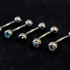 Titanium Jestrum Jewelry, Vertical Medusa Lip Jewelry with Gem Ball Crystals - 18g 16g 14g Curved Bar - Also Piercing Stud for Eyebrows