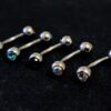 Titanium Vertical Labret Stud Lip Piercings with Gem Ball Crystal - 18g 16g 14g Curved Bar - Also Piercing Stud for Anti- Eyebrow, Rook Stud