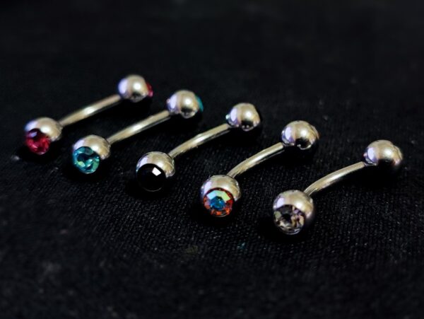 Titanium Vertical Labret Stud Lip Piercings with Gem Ball Crystal - 18g 16g 14g Curved Bar - Also Piercing Stud for Anti- Eyebrow, Rook Stud