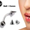 Titanium Spike Vertical Labret Stud Lip Piercings - Spikes / Cone 18g 16g 14g Curved Bar - Also Piercing Stud for Anti- Eyebrow, Rook