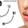 Titanium Jestrum Jewelry Lip Piercing, Vertical Medusa Piercing - External / Internal Curved Bar - Also Piercing Stud for Eyebrow, Rook