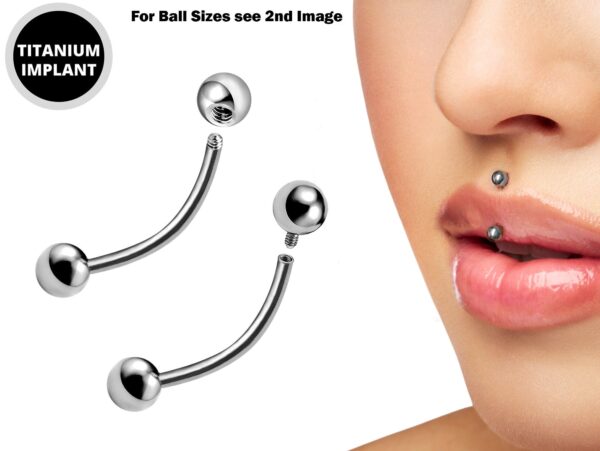 Titanium Jestrum Jewelry Lip Piercing, Vertical Medusa Piercing - External / Internal Curved Bar - Also Piercing Stud for Eyebrow, Rook