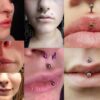 Titanium Jestrum Jewelry Lip Piercing, Vertical Medusa Piercing - External / Internal Curved Bar - Also Piercing Stud for Eyebrow, Rook