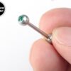 Titanium Nipple Barbell with Gem CZ Crystal, Nipple Jewelry Studs 16g 14g Nipple Piercing - Externally Threaded - Double Gem