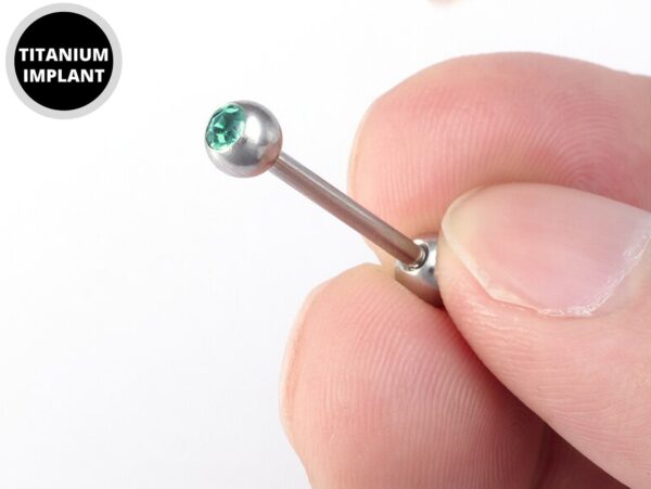 Titanium Nipple Barbell with Gem CZ Crystal, Nipple Jewelry Studs 16g 14g Nipple Piercing - Externally Threaded - Double Gem