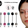 Titanium Upper Nose Bridge Piercing, Ferido Barbell Studs 18g, 16g, 14g Body Piercing Barbell with Disco Ball CZ Crystals