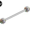 Titanium Upper Nose Bridge Piercing, Ferido Barbell Studs 18g, 16g, 14g Body Piercing Barbell with Disco Ball CZ Crystals