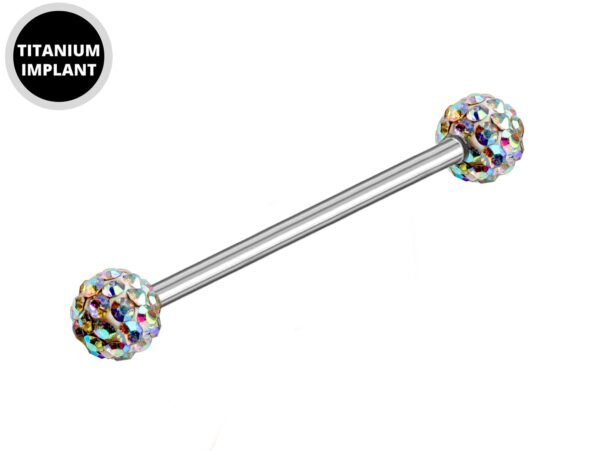 Titanium Upper Nose Bridge Piercing, Ferido Barbell Studs 18g, 16g, 14g Body Piercing Barbell with Disco Ball CZ Crystals