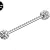 Titanium Upper Ear Industrial Barbell Piercing with Disco Ball CZ Crystals - 16g 14g Long Barbell - Externally Threaded