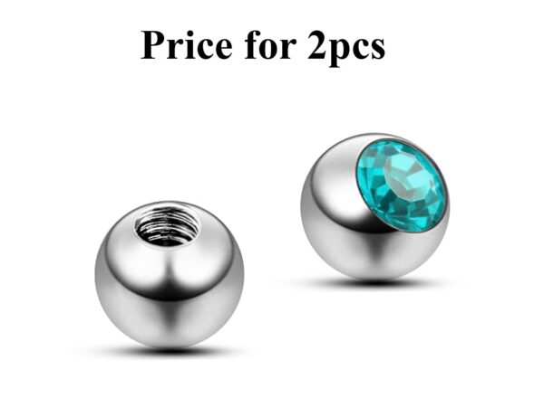 Piercing Ball Replacement Parts, Loose Ball - Titanium Threaded Gem Ball with CZ Crystals Attachment for 18g 16g 14g Barbells Body Piercing