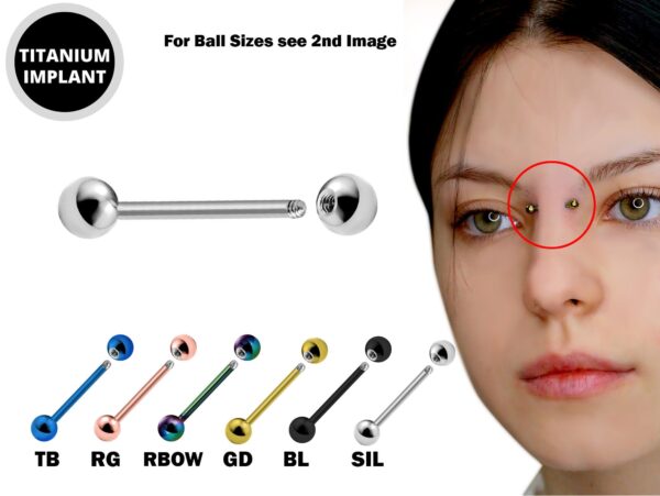 Titanium Nose Bridge Straight Barbell Piercing - 20g 18g 16g 14g Externally Threaded - Body Piercing Also for Tongue Bar, Nipple Bar