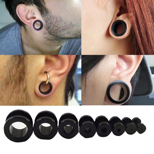 Titanium Steel Flesh Tunnel Plug Earrings - Screw back Ear gauges, Ear Stretching Kit - 8g 6g 4g 2g 0g 00g - Silver, Black, Gold & Rose Gold