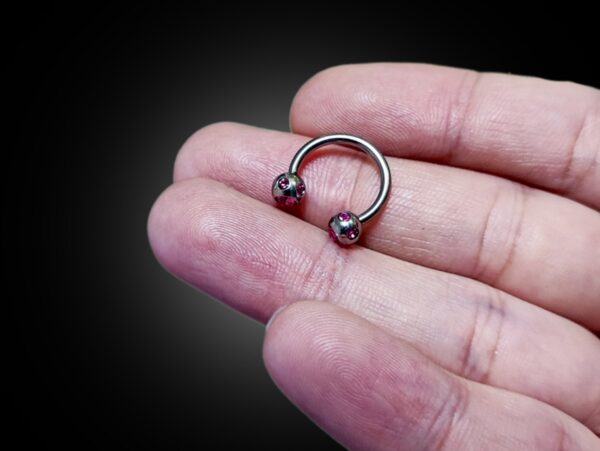 Titanium Horseshoe Ring Piercing 18g 16g 14g Septum Jewelry Bull Piercing with Multi Stone Ball Crystals Also for Nipple, PA Ring and Lips