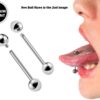 Titanium Tongue Barbell Stud Steel Piercing Jewelry - 16g 14g - Body Piercing Also for Nipple, Industrial Bar, Helix, Nose Bridge