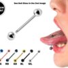 Titanium Tongue Bar, Barbell Stud Piercing - 20g 18g 16g 14g Externally Threaded - Body Piercing Also for Nose Bridge, Nipple Bar