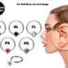 Titanium Captive Bead Earring Daith Piercing, Daith Ring 18g 16g 14g with Crystal Gem Ball - For Cartilage , Septum, Eyebrow and Nipple Ring