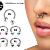 Titanium Horseshoe Ring Piercing 18g 16g 14g Septum Jewelry Bull Piercing with Gem Ball CZ Crystals - Also for Nipple, PA Ring and Lips