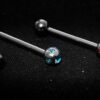 Titanium Tongue Bar, Barbell Stud Piercing with Multi Stone CZ Crystals - 18g 16g 14g Body Piercing Also for Nose Bridge, Nipple Bar