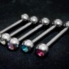 Titanium Upper Nose Bridge Piercing, Barbell Studs 18g, 16g, 14g Body Piercing Barbell with Double Gem CZ Crystals