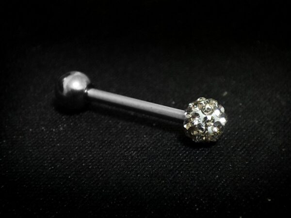 Titanium Tongue Piercing Bar, Barbell Stud with Disco Ball CZ Crystals - 18g 16g 14g Body Piercing Also for Nose Bridge, Nipple Bar