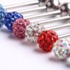 Titanium Tongue Piercing Bar, Barbell Stud with Disco Ball CZ Crystals - 18g 16g 14g Body Piercing Also for Nose Bridge, Nipple Bar