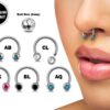 Titanium Horseshoe Front Facing Barbell Nose Septum - 16g 14g Externally Threaded Ring with CZ Crystals - Body Jewelry Lip Ring, Daith Ring