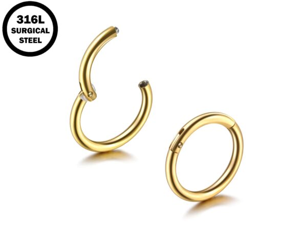 Clicker Septum, Daith Ring, Helix Cartilage Piercing - Surgical Steel 20g 18g 16g 14g Nose Ring - Steel, Gold, Rosegold, Black, Rainbow