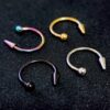 Titanium Horseshoe Lip Ring with Ball and Spike - 18g 16g 14g Lip Hugger Piercing, Canine Bites, Shark Bites, Spider Bites Lip Jewelry