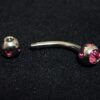 Titanium Vertical Labret Stud Lip Piercings with Multi Stone Ball - 18g 16g 14g Curved Bar - Also Piercing Stud for Anti- Eyebrow, Rook Stud