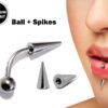 Titanium Spike Vertical Labret Stud Lip Piercings - Spikes / Cone 18g 16g 14g Curved Bar - Also Piercing Stud for Anti- Eyebrow, Rook