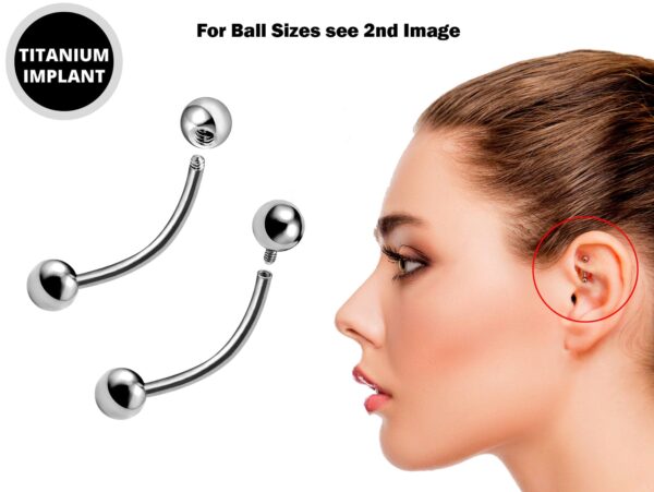 Titanium Rook Piercing Jewelry Earring - 18g 16g 14g Curved Bar External or Internally Threaded Body Piercing, Ear Piercing, Rook Earring