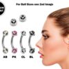 Titanium Rook Barbell Jewelry Earring with Multi Stone Crystal - 18g 16g 14g Curved Bar Body Piercing, Ear Piercing, Rook Earring