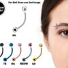 Titanium Eyebrow Piercings - 18g 16g 14g Curved Bar with Vacuum Plated Colour - Also Piercing Stud for Anti- Eyebrow, Rook Stud, Cartilage