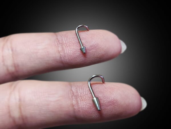 Titanium Cone / Spike Indian Nostril Studs 18g Nose pin fixed top no screw in Steel, Gold and Black Color - Vacuum Plated Nose Piercing