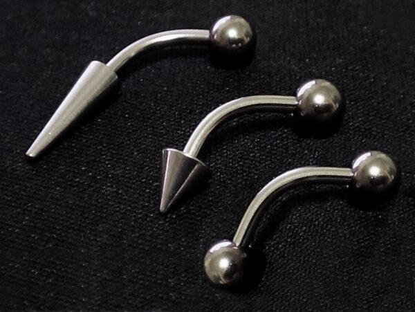 Ball/Cone/Spike Eyebrow Jewelry Piercing Studs - Titanium 18g 16g 14g Curved Bar - Bent Bar, Eyebrow Piercing, Ear Piercing, Lip, Rook