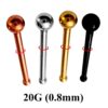 Titanium Bone Nose Stud Piercing, 20g Ball Nose Pin in many Colour - Ball size is 2mm Body Piercing for Nostril Stud, Nose Piercing