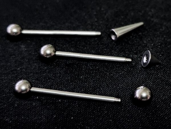 Ball/Cone/Spike Upper Ear Industrial Barbell Piercing Studs - Titanium Implant 16g 14g Barbell Earrings Straight Barbell Externally Threaded