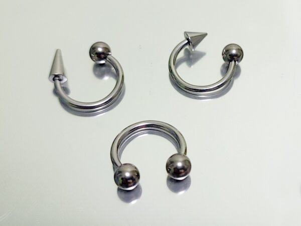 Ball/Cone/Spike Horseshoe Lip Hugger, Lip Ring - 18g 16g 14g Lip Hugger Piercing, Canine Bites, Shark Bites, Spider Bites Lip Jewelry