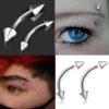 Gold Eyebrow Piercing Jewelry Titanium Cone/Spike Curved Bar 18g 16g 14g Top part with Different sizes - Body Piercing Rook, Anti-Eyebrow