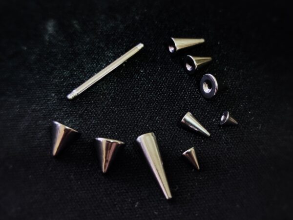 Cone / Spike Nose Bridge Barbell Piercing Studs 18g 16g 14g Titanium Straight Barbell Upper Nose Piercing - Choose Spike and Cone Size