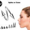 Cone / Spike Spiral Helix Piercing - 18g 16g 14g Titanium Twisted Barbell Ear Piercing, Cartilage Ring, Lip Ring, Belly Ring