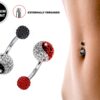 Yin Yang Belly Ring, Navel Ring with Disco ball CZ Crystal - Titanium 14g size 10mm Standard Belly bar, Belly Button Body Piercing