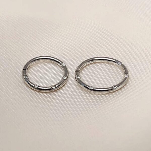 Titanium Clicker Septum with CZ Clear Crystal- 14g Nose Ring Also for Daith Ring, Helix Cartilage Piercing, Lip Ring