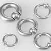 Ball Hoop Septum Ring, CBR Closure Ball Nose Ring, Spring Ball BCR - Titanium 18G-6G Small - 8G to 00G Large Gauge Nose Hoops - Captive Ball